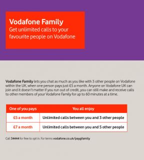 Vodafone Family. Chat with 3 other friends or family members on 