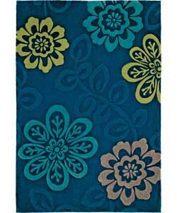 Buy Living Floral Acrylic Rug   180x120cm   Teal at Argos.co.uk   Your 