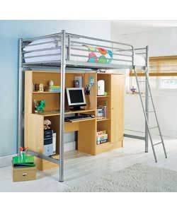 Buy Metal High Sleeper Bed Frame with Wardrobe and Desk at Argos.co.uk 