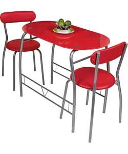 Buy Miami Red Glass Dining Table and 2 Chairs Breakfast Set at Argos 