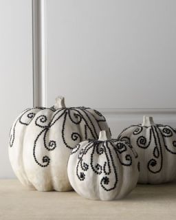 Bejeweled White Halloween Pumpkins   The Horchow Collection