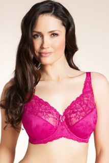 Floral Jacquard Lace Underwired DD+ Bra   Marks & Spencer 