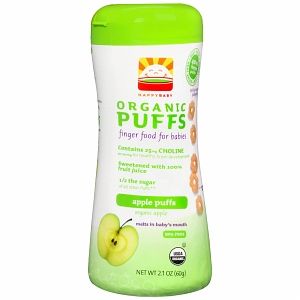 Happy Baby Organic Puffs Finger Food for Babies, Apple Puffs 2.1 oz 