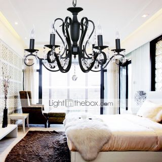 Modern Crystal Chandeliers with 6 Lights Black   USD $ 269.99