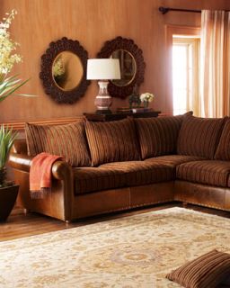 Old Hickory Tannery Striped Sectional Sofa   The Horchow Collection