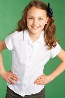 Pack   Girls Easy to Iron Revere Collar Blouses with Cap Sleeves 