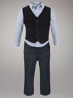 Buy John Lewis Shirt, Waistcoat and Jeans Set, Blue/Navy online at 