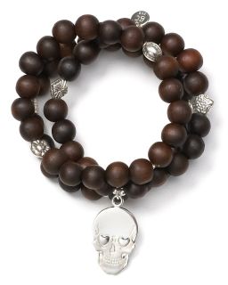 Good Charma Wood Bead and Sterling Silver Charm Bracelet Set 