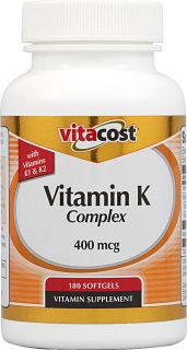 Vitacost Vitamin K Complex with K1 & K2    400 mcg   180 Softgels 