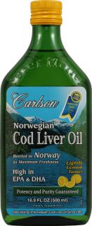 Carlson Norwegian Cod Liver Oil Lemon    16.9 fl oz   Vitacost 