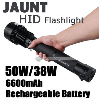 Jaunt 50W 38W Dual Power HID Flashlight with 6600mAh Rechargeable 