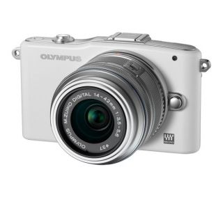 OLYMPUS E PM1 Compact System Camera with 14 42mm Zoom Lens   White 