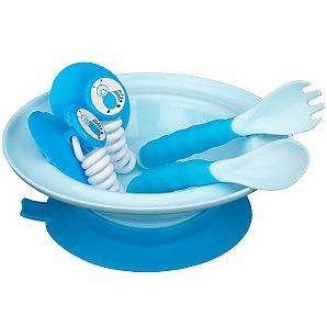 Buy Stay Put Bowl and Cutlery Set, Blue online at JohnLewis   John 
