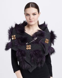 D0CBC Marc Jacobs Safety Pinned Faux Fur Scarf, Purple
