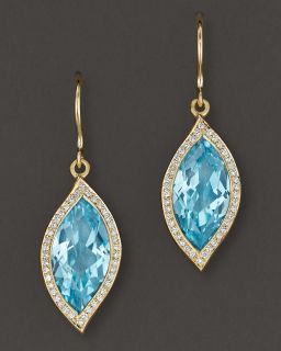 Carelle Blue Topaz and Diamond Leaf Earrings  