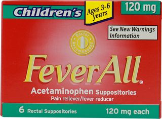 FeverAll Childrens Acetaminophen Suppositories Ages 3 6 Years    120 