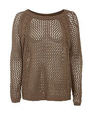 Khaki (Green) Khaki Mesh Stitch Jumper  260347034  New Look