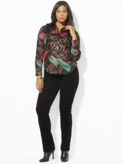 Poplin Equestrian Print Shirt   Lauren Woman Long Sleeve   RalphLauren 