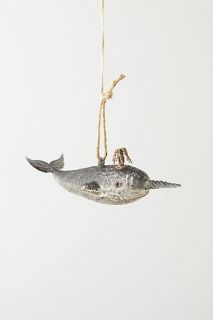 Vintage Glass Narwhal Ornament   Anthropologie