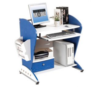 Techni Mobili Two Tone MDF Computer Desk, White & Blue