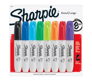 Sharpie Chisel Tip Permanent Markers, 8 Colored Markers