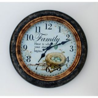 Ashton Sutton Family Wall Clock in Distressed Matte Bronzetone 