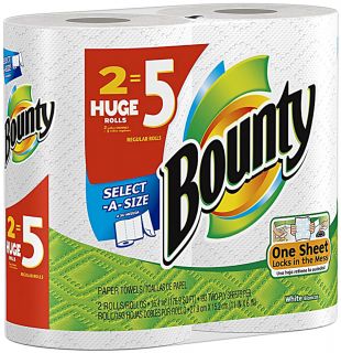 Bounty Paper Towels Select A Size Huge Rolls    2 Rolls   Vitacost 