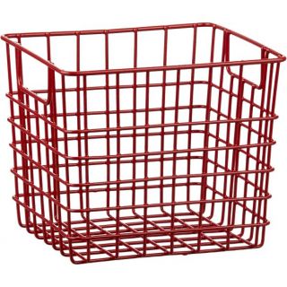 Small Red Metal Bin with Handles in Storage Baskets, Bins  Crate and 