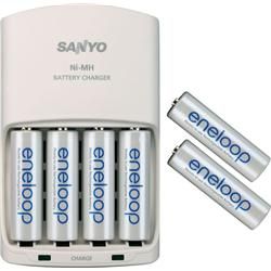Sanyo Universal 4 position charger with 6 Eneloop 1500 AA batteries 