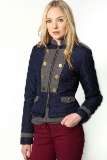 Rachel Military Quilted Button Detail Short Jacket at boohoo