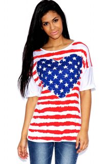 Home 000old products  Kim American Flag and Heart Print Top