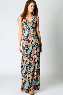  Sale  Dresses  Miranda Tropical Slinky Crossover Maxi 