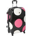 IT Luggage Shiny Large Dot 19 4 Wheel Carry On   Black/Fuchsia/White 