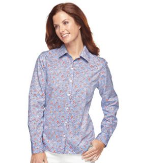 Wrinkle Resistant Cotton Poplin Shirt, Print Casual   