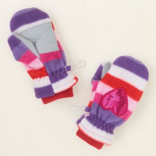 baby girl   outerwear   striped fleece mittens  Childrens Clothing 