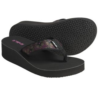 Teva Mandalyn Wedge Thong Sandals (For Women) in Liberty Black/Pink