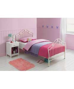 Butterflies Single Bed Frame   White with Bobby Mattress. from 