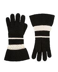 Black (Black) Alice Hannah Black and White Stripe Gloves  263976701 