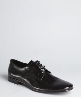 Prada black polished leather oxfords