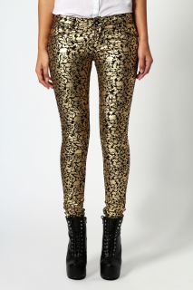  Sale  Jeans  Michaela Metallic Gold Baroque Skinny 