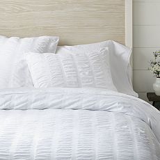 Stripe Duvet Cover + Shams  White/Feather Gray  west elm