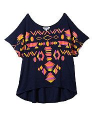 Navy (Blue) Teens Navy Aztec Cropped T Shirt  258447441  New Look