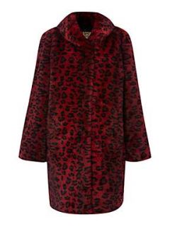Biba Leopard portobello faux fur coat Black & Red   