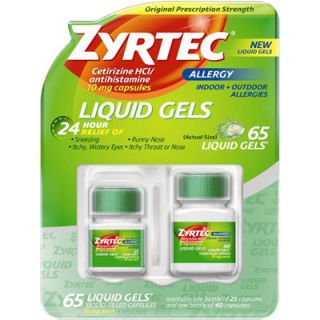 Zyrtec Allergy 10mg Original Prescription Strength Liquid Gel Capsules 