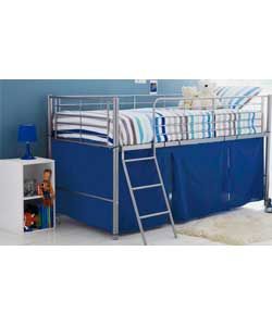 Metal Mid Sleeper Bed with Charley Mattress   Blue Tent. from Homebase 