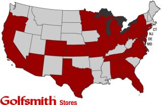 Click a highlighted state below to view all Golfsmith stores in that 
