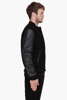 Givenchy Black Leather Trim Baseball Jacket for men  