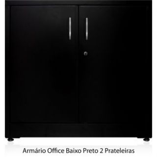 Armário Office Baixo Preto 2 Prateleiras