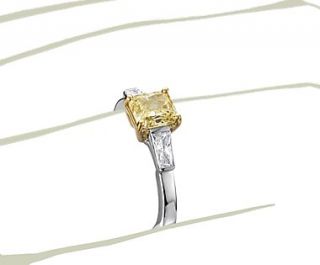 Fancy Yellow Three Stone Diamond Ring in Platinum (1.51 ct. tw 