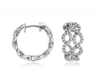 Infinity Diamond Hoop Earrings in 18k White Gold (5/8 ct. tw.)  Blue 